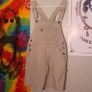 Tan denim overalls